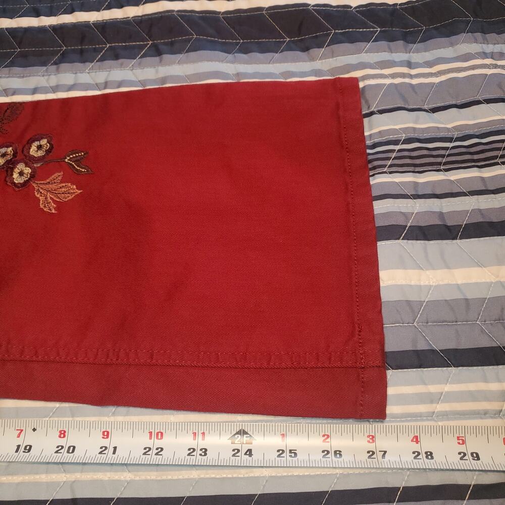 DG2 Diane Gilman Red Embroidered Floral PXL (37x27) Boho Boot Pull On Jeans - Picture 11 of 11